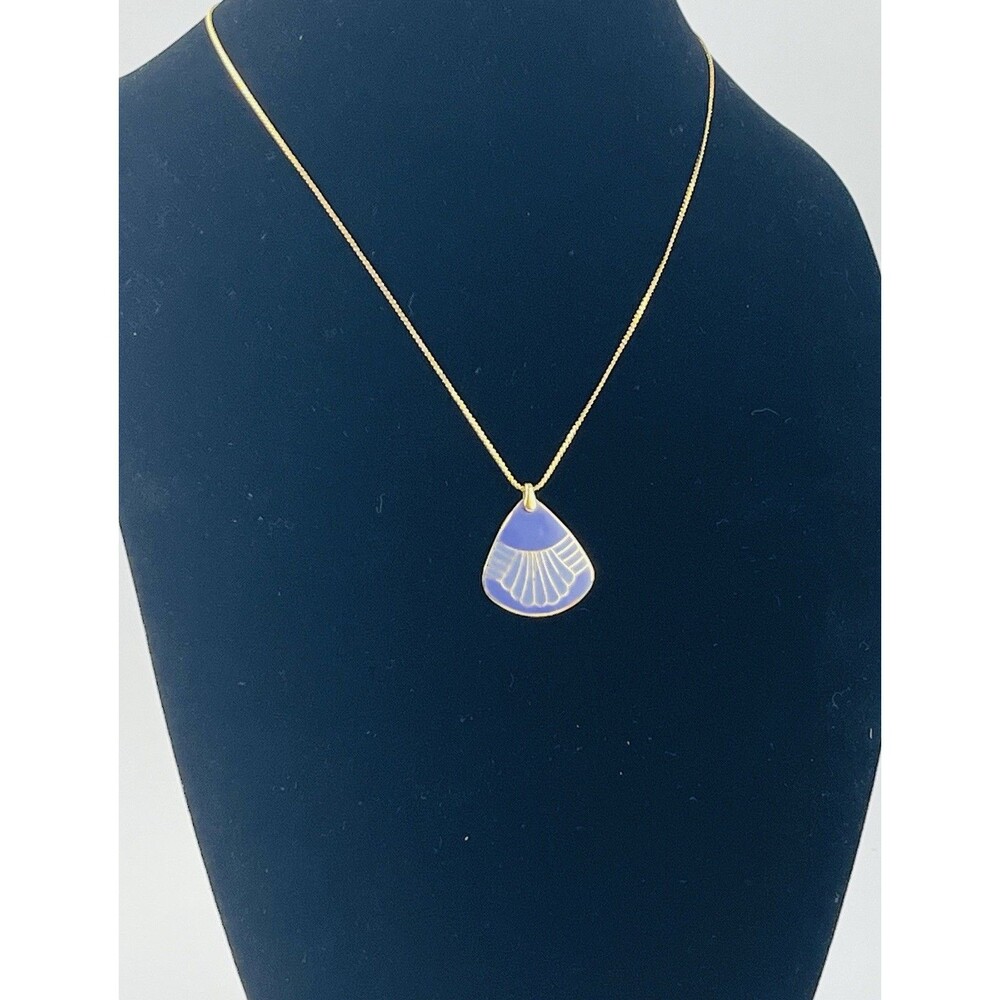 VINTAGE LAUREL BURCH NECKLACE Purple Plum Lavender Shell Art Deco 80s Gold GF Pa
